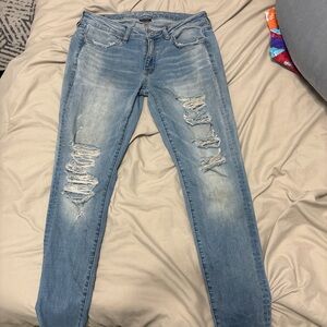 American Eagle Outfitters Light Blue Distressed Skinny Jeans